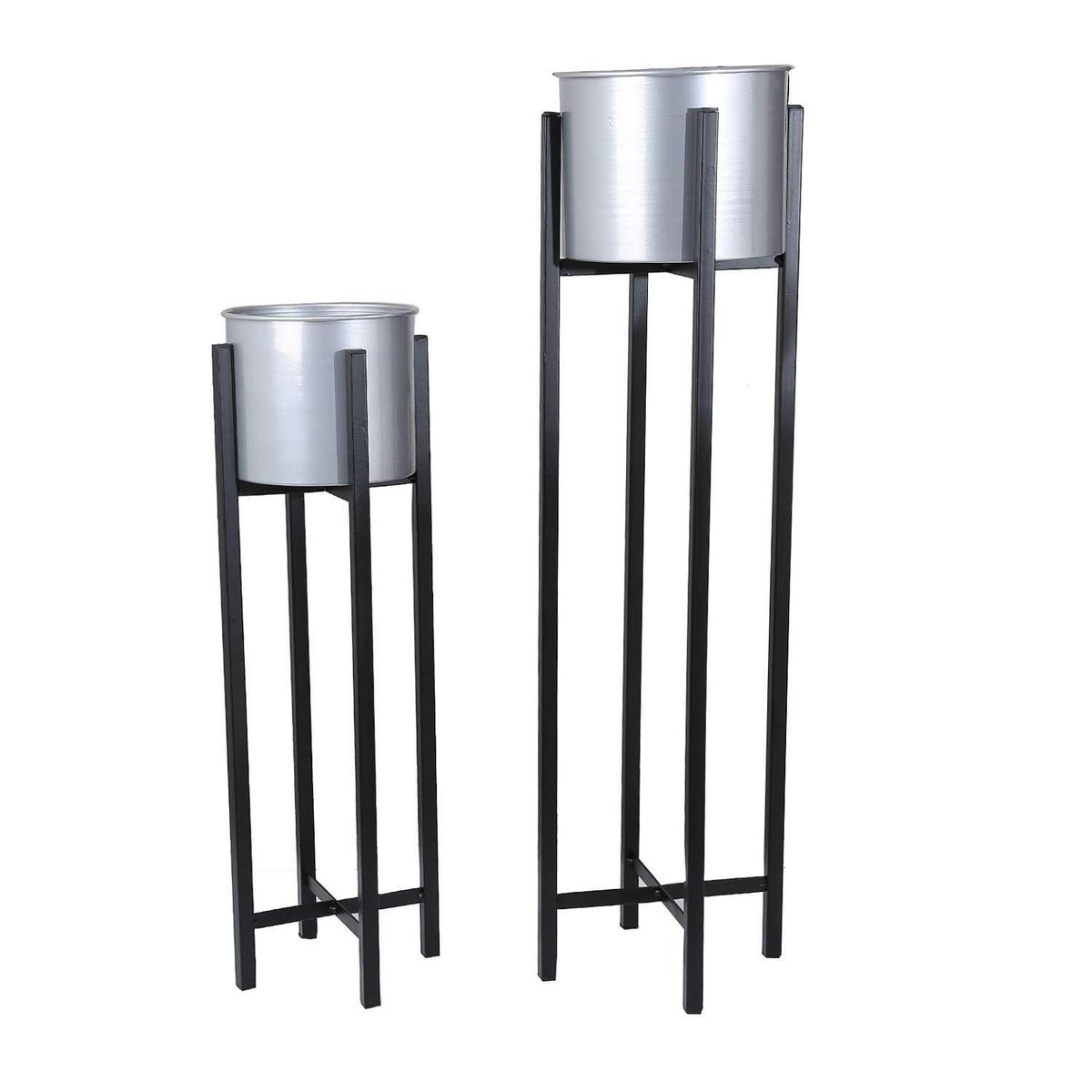 IMPORTADORA USA - Set 2 Maceteros de Metal 22x85 Gris