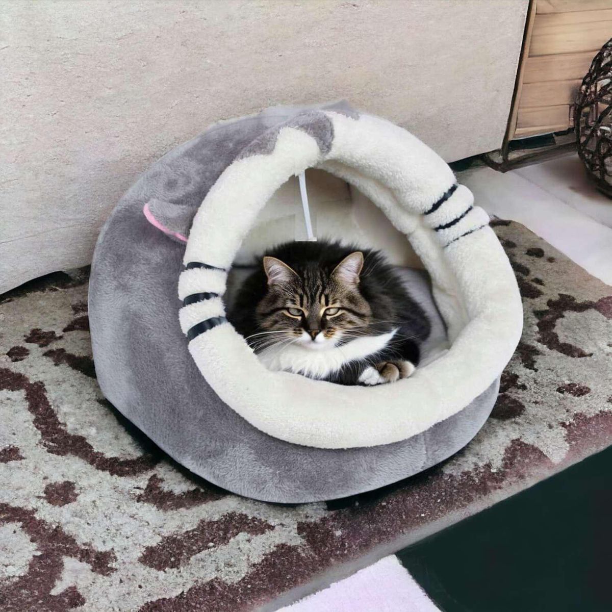 IMPORTADORA USA - Cama Nido Iglú para Gato 28x30x31 cm Gris