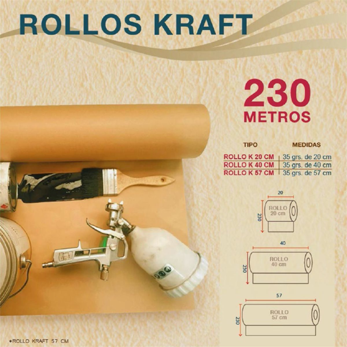 TRISS - Rollo Papel Kraft 35G 57X230 Mt