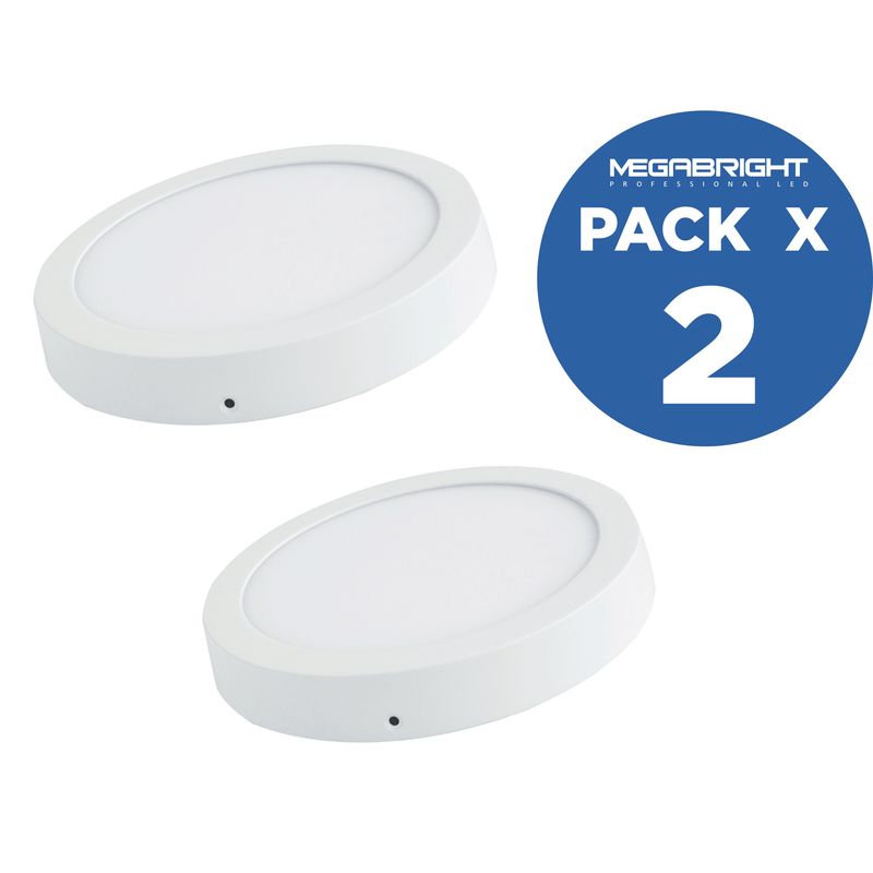MEGABRIGHT - Pack 2 Panel Led Policarbonato Blanco 12 W 23 cm