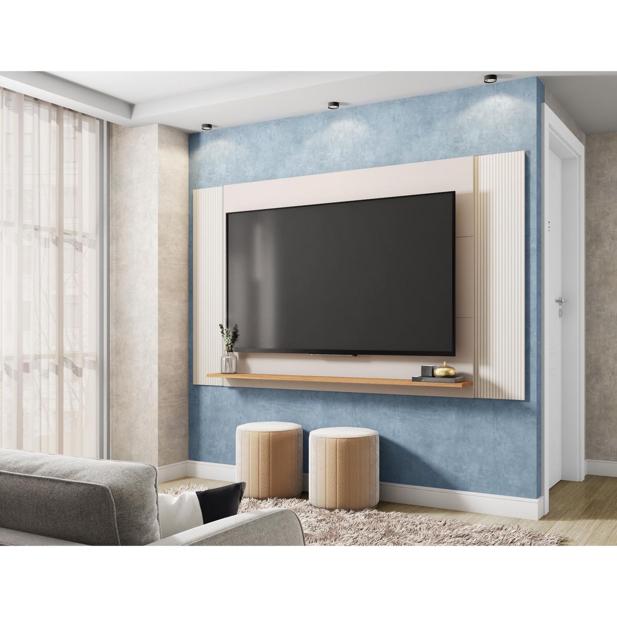 DECOCASA - Panel 75 " Mondrian Off White 180x180x17.5 cm