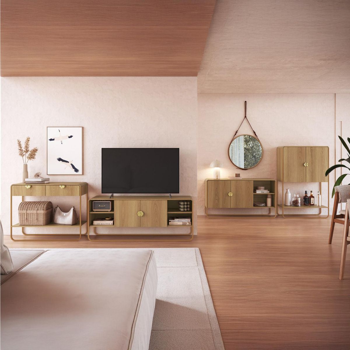 DECOCASA - Combo buffet 28071 Natural 37.5x135x75 cm