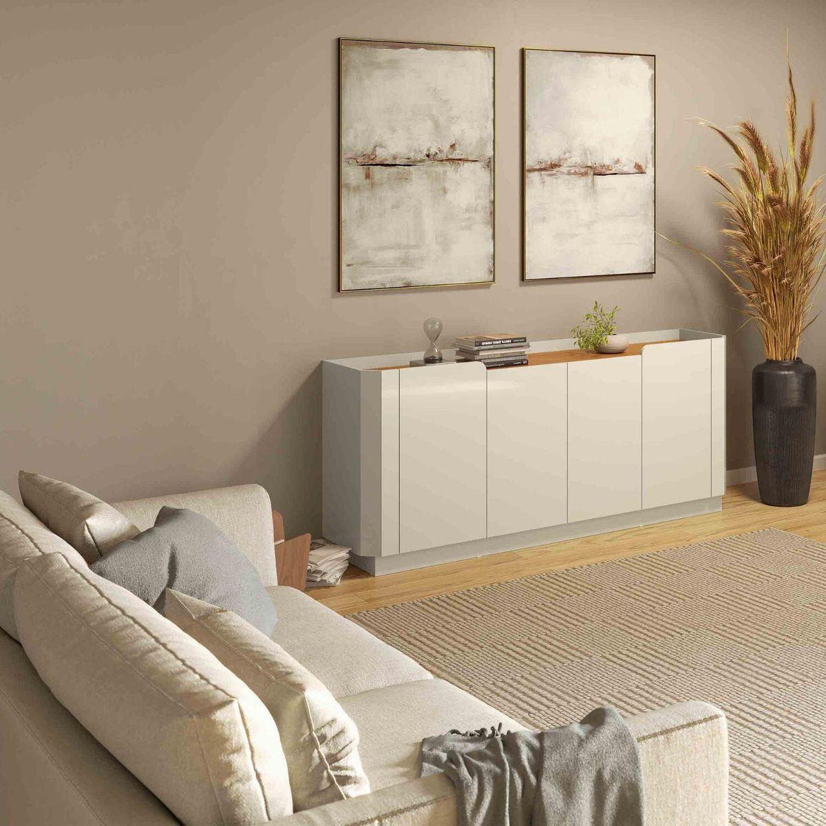 DECOCASA - Buffet TB348 Off White Castaño 40x180x78 cm