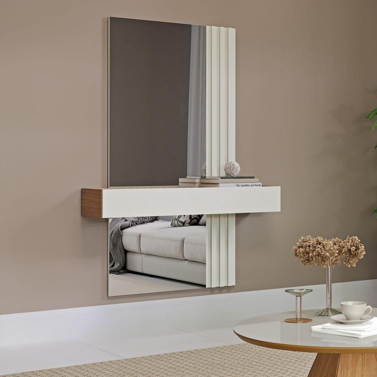 DECOCASA - Arrimo TB486E Off White Castaño 110x30x155 cm