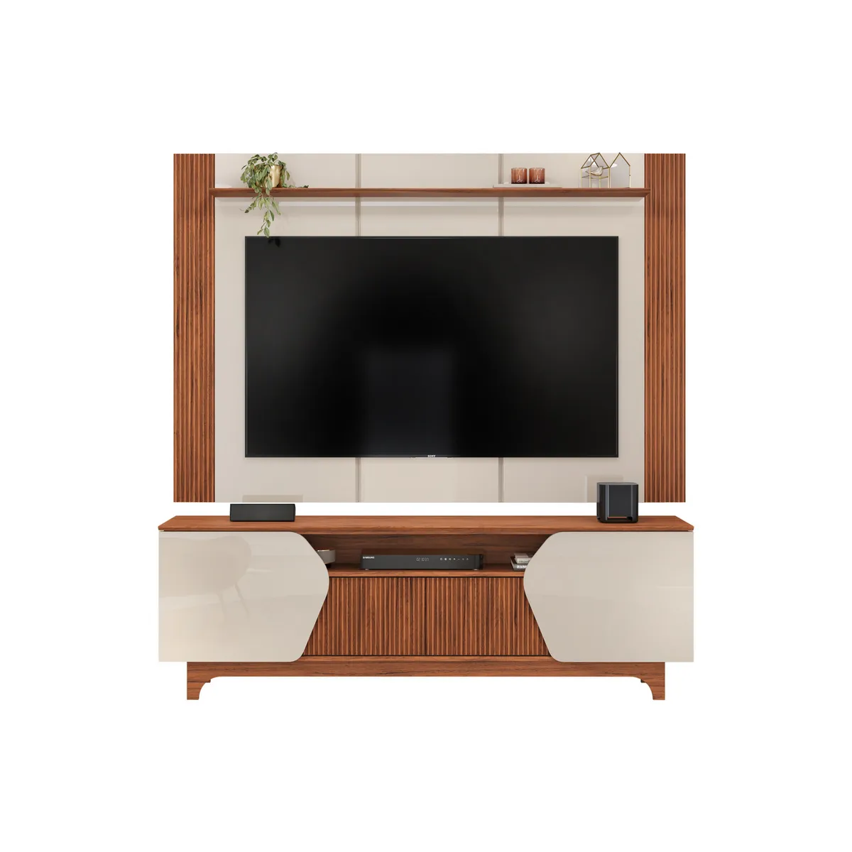 DI PORETTI - Home TV 75 " Helo Café claro 183x197x38.5 cm