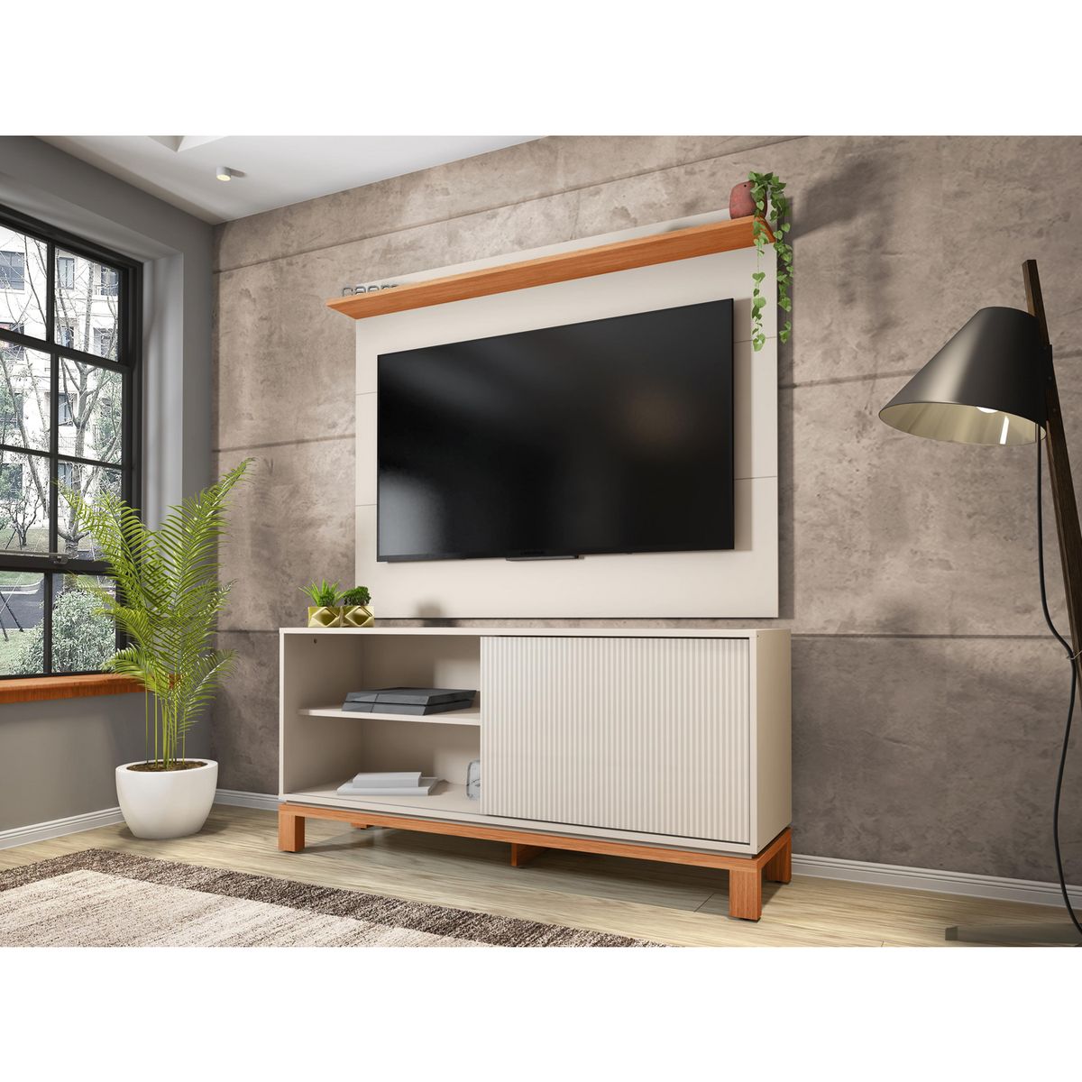 DECOCASA - Panel TV 50" + Rack 1.3 Mondrian Off White