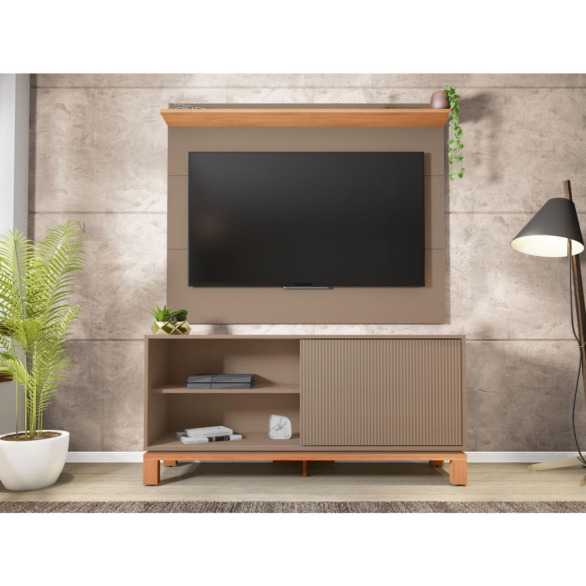 DECOCASA - Panel TV 50" + Rack 1.3 Mondrian Gris 