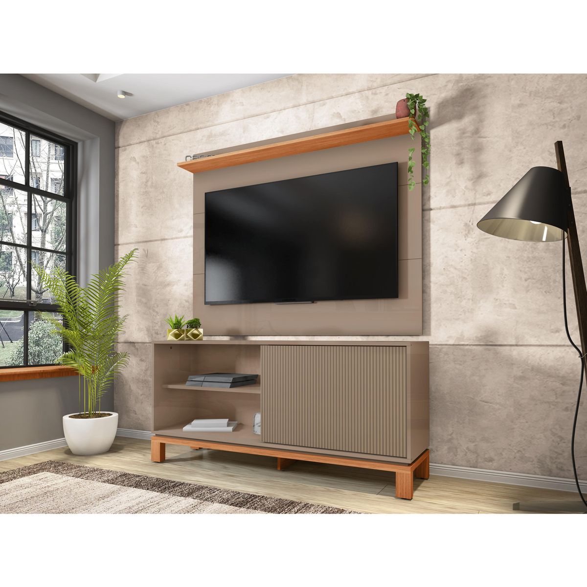 DECOCASA - Panel TV 50" + Rack 1.3 Mondrian Gris 