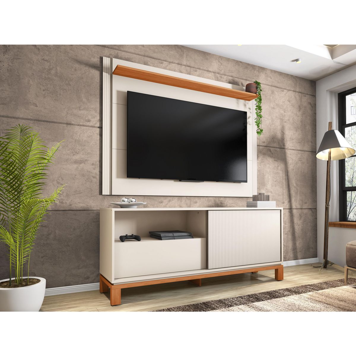 DECOCASA - Panel TV 55" + Rack 1.5 Mondrian Off White