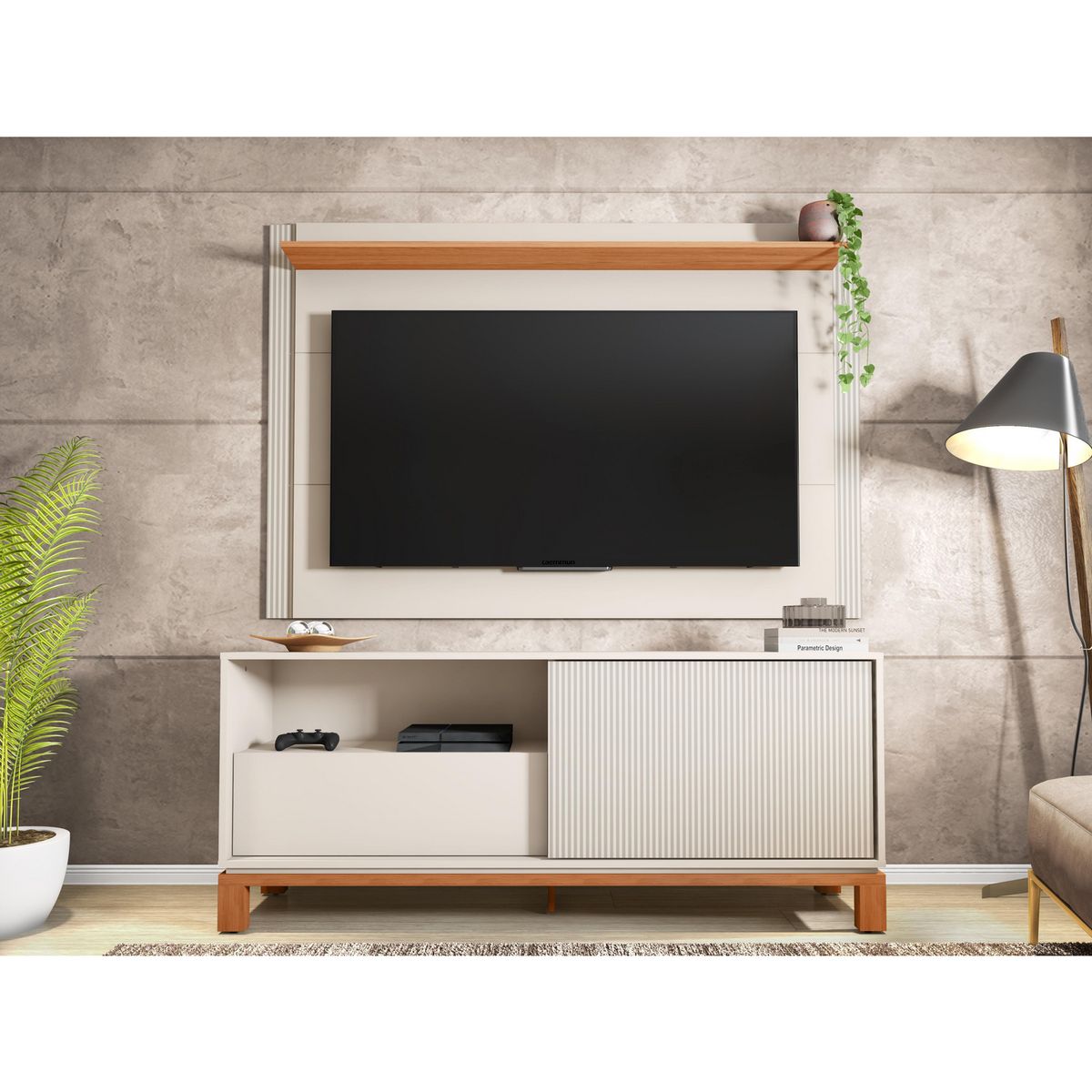 DECOCASA - Panel TV 55" + Rack 1.5 Mondrian Off White