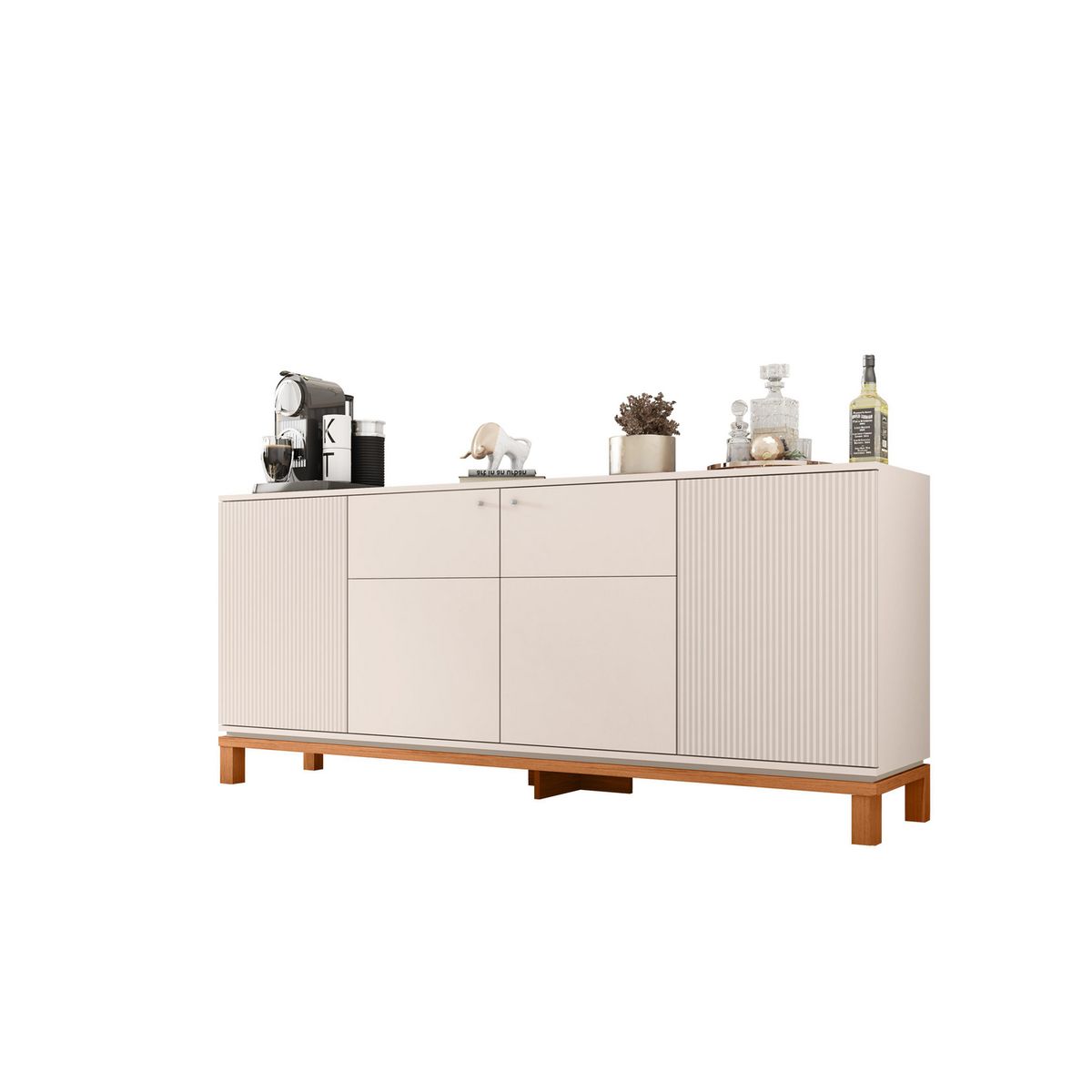 DECOCASA - Panel TV 60" + Rack 1.8+VItrina + Buffet Mondrian Off White