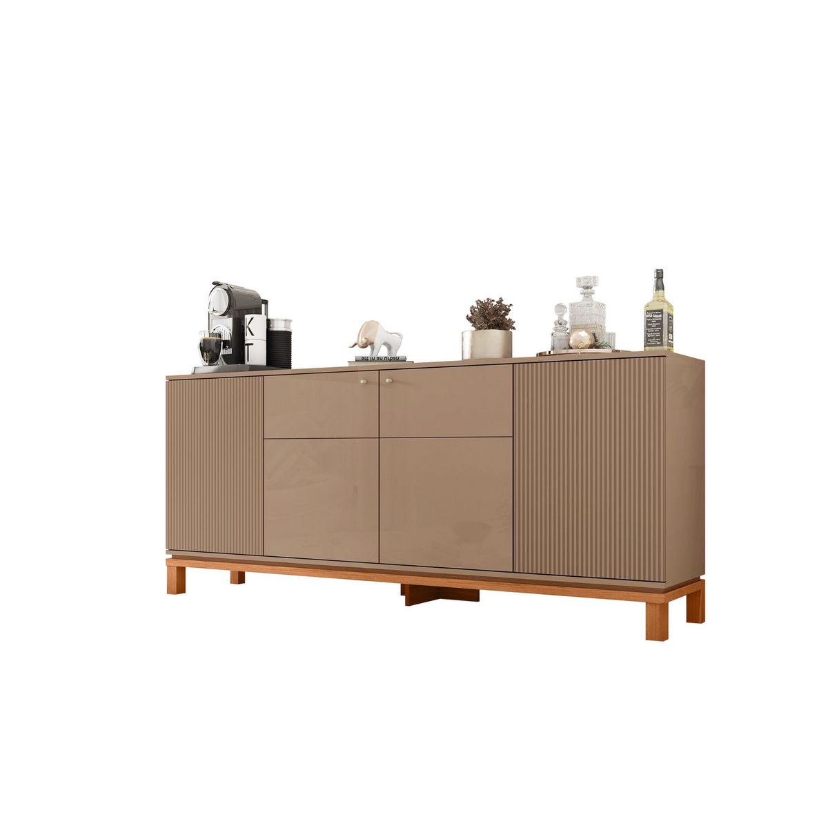 DECOCASA - Panel TV 50" + Rack 1.3 + Vitrina + Buffet Mondrian Gris