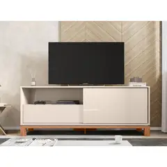 DECOCASA - Rack 65 " Mondrian Off White Castaño 150x37.9x61.9 cm