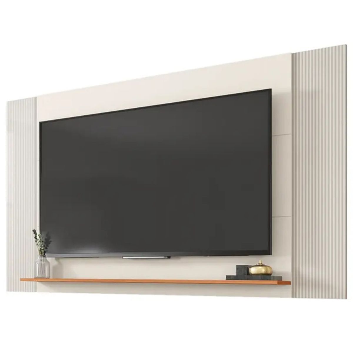 DECOCASA - Panel TV 60" + Rack 1.8 + Vitrina Mondrian Off White