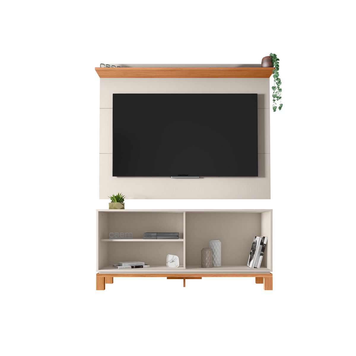 DECOCASA - Panel TV 50" + Rack 1.3 + Vitrina Mondrian Off White