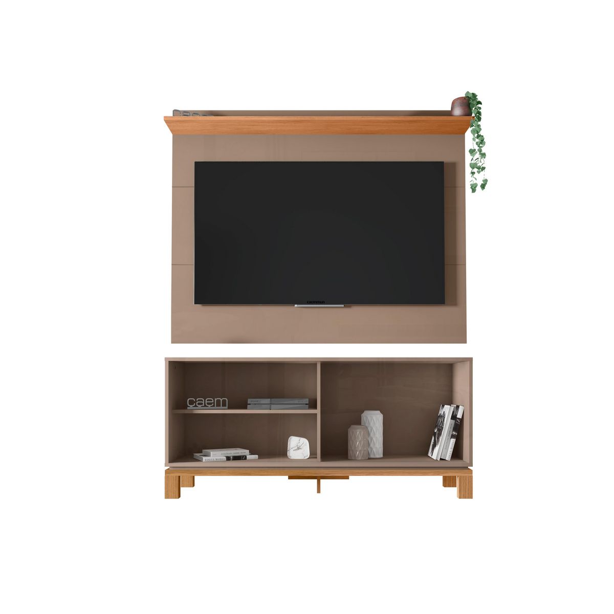 DECOCASA - Panel TV 50" + Rack 1.3 + Vitrina Mondrian Gris