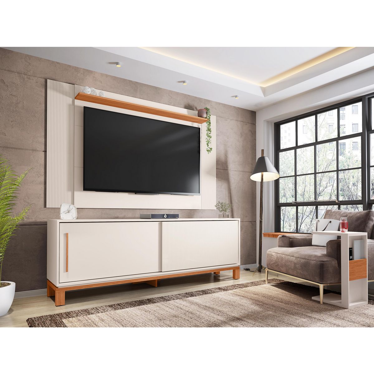 DECOCASA - Panel TV 60" + Rack 1.8 + Mondrian Off White