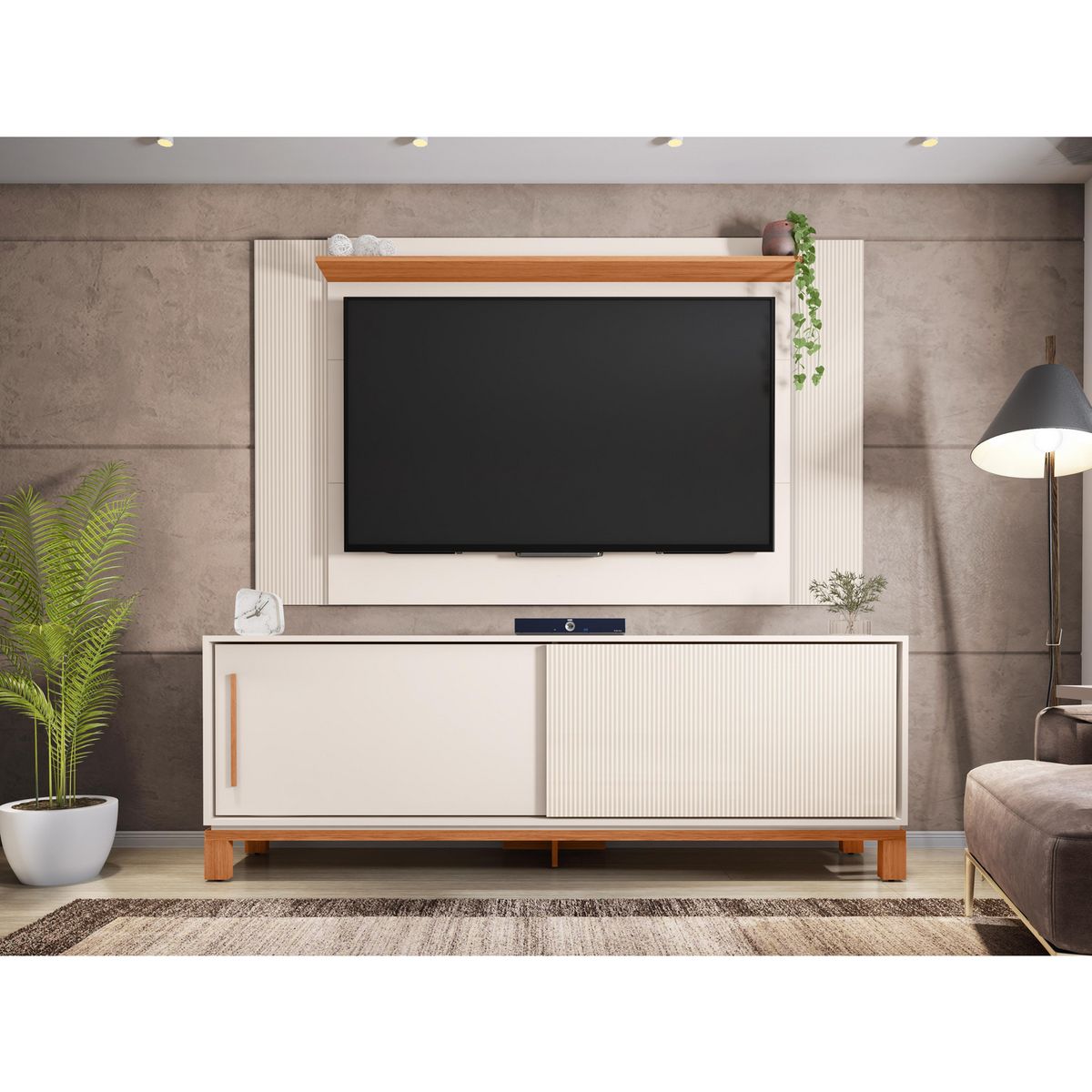 DECOCASA - Panel TV 60" + Rack 1.8 + Mondrian Off White