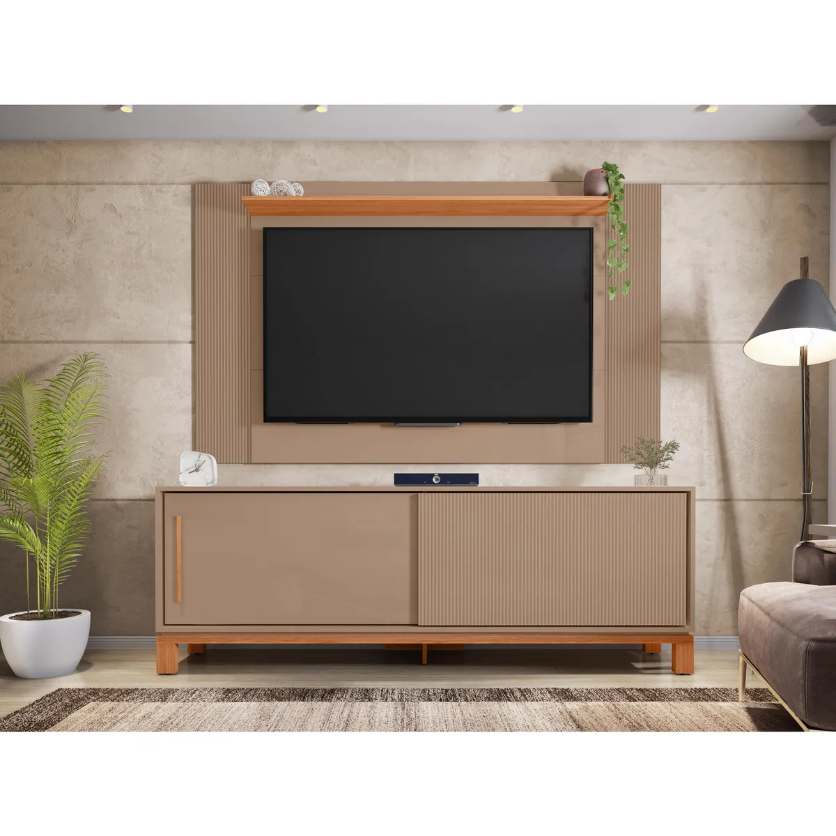 DECOCASA - Panel TV 60" + Rack 1.8 + Mondrian Gris