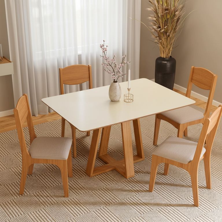DECOCASA Juego de comedor TM86 4 Sillas Mesa Rectangular 77x90x135 cm Café