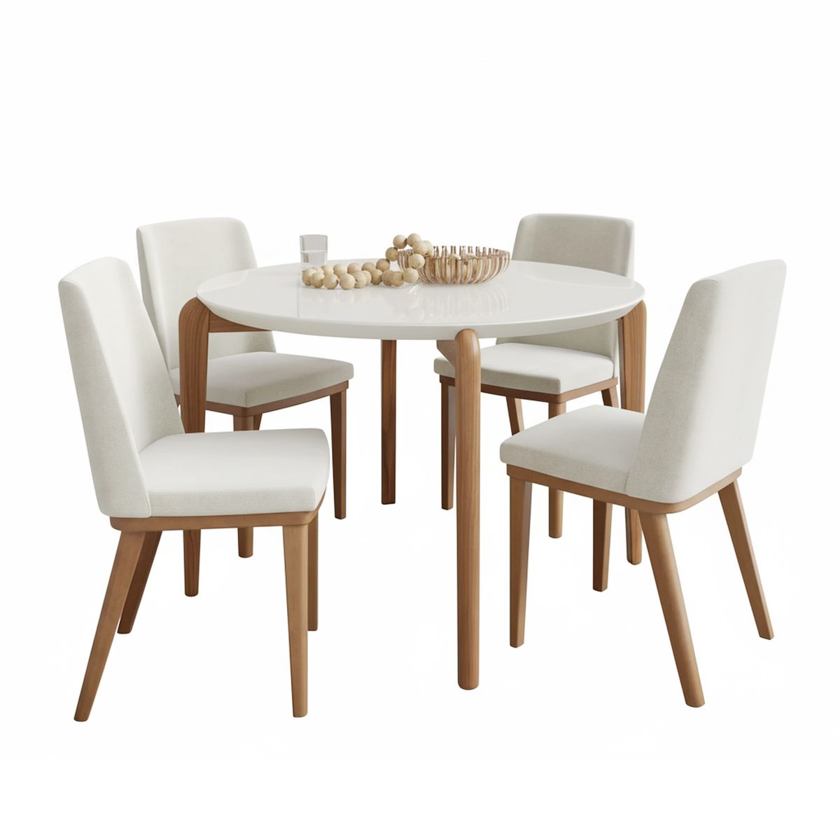 DECOCASA - Juego de comedor Donatella 4 Sillas Mesa Redonda 115x77x115 cm Café