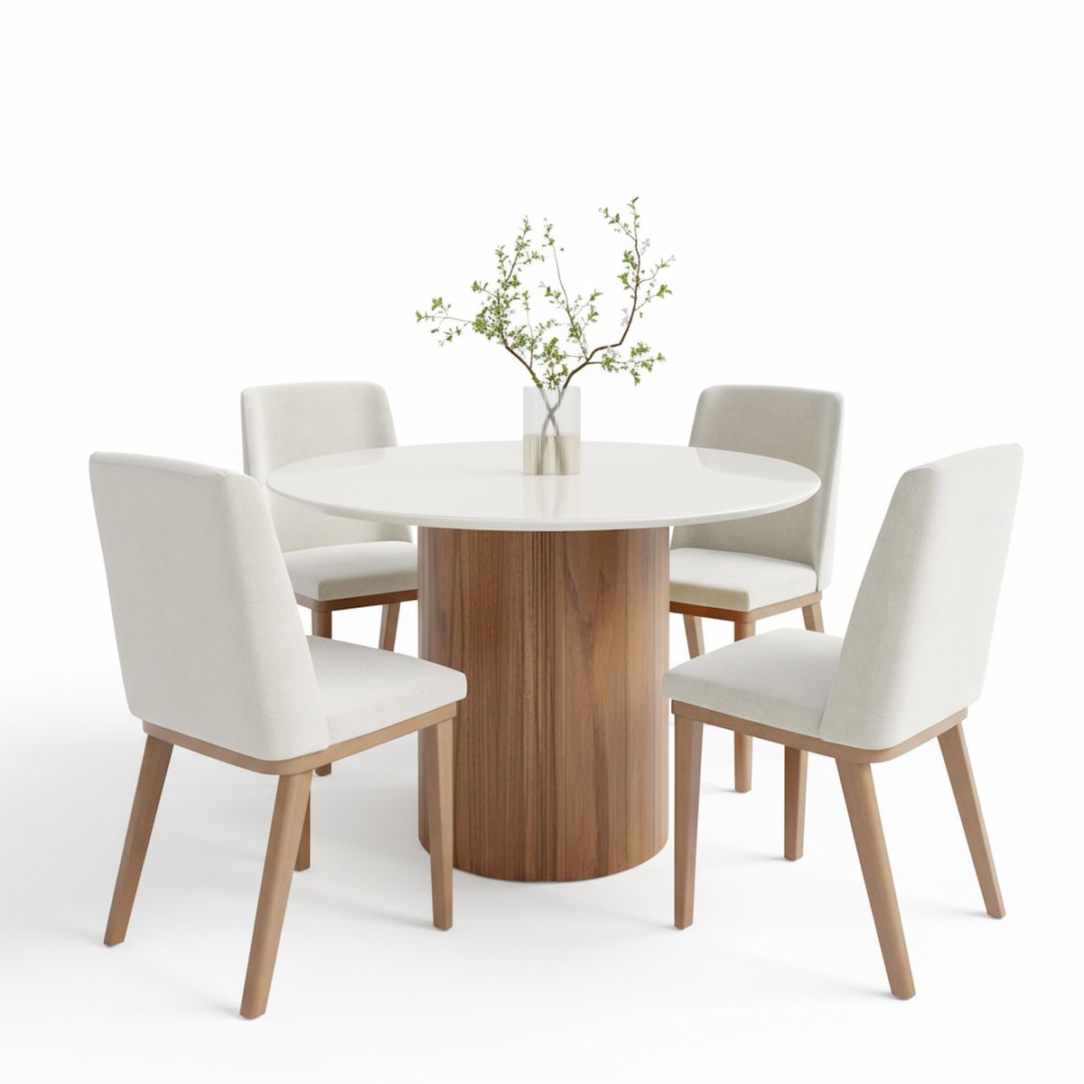 DECOCASA - Juego de comedor Kalina 4 Sillas Mesa Redonda 76,7x115x115 cm Café