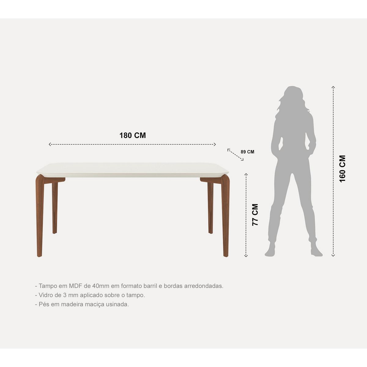 DECOCASA - Juego de comedor Donatella 6 Sillas Mesa Rectangular 77x89x89 cm Off White Castaño