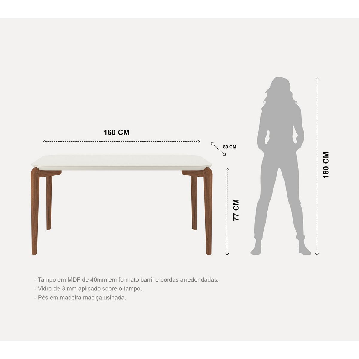 DECOCASA - Juego de comedor Donatella 6 Sillas Mesa Rectangular 77x89x117 cm Off White Castaño