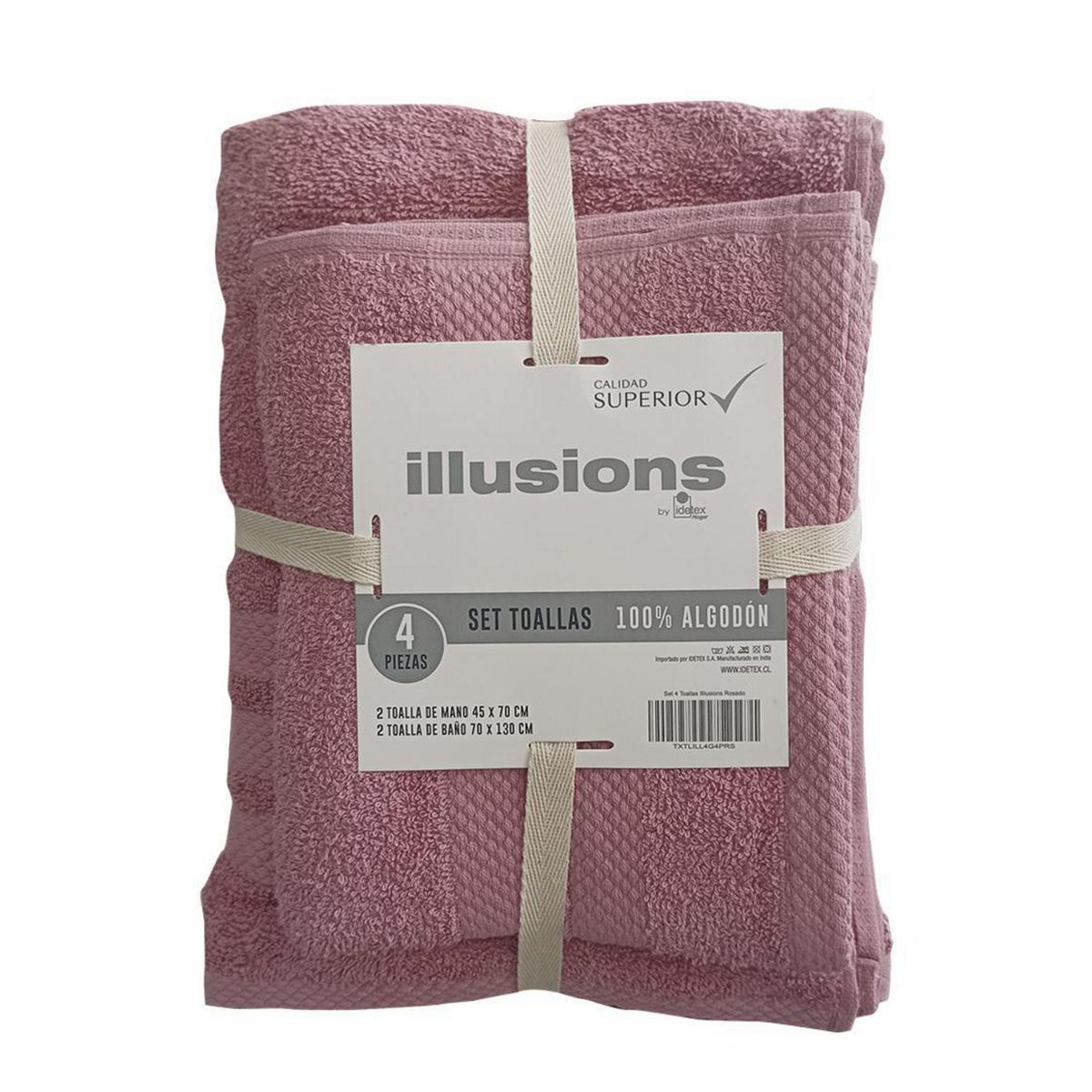 ILLUSIONS - Set de Toallas 400 gr Algodón 70x130 cm Rosado