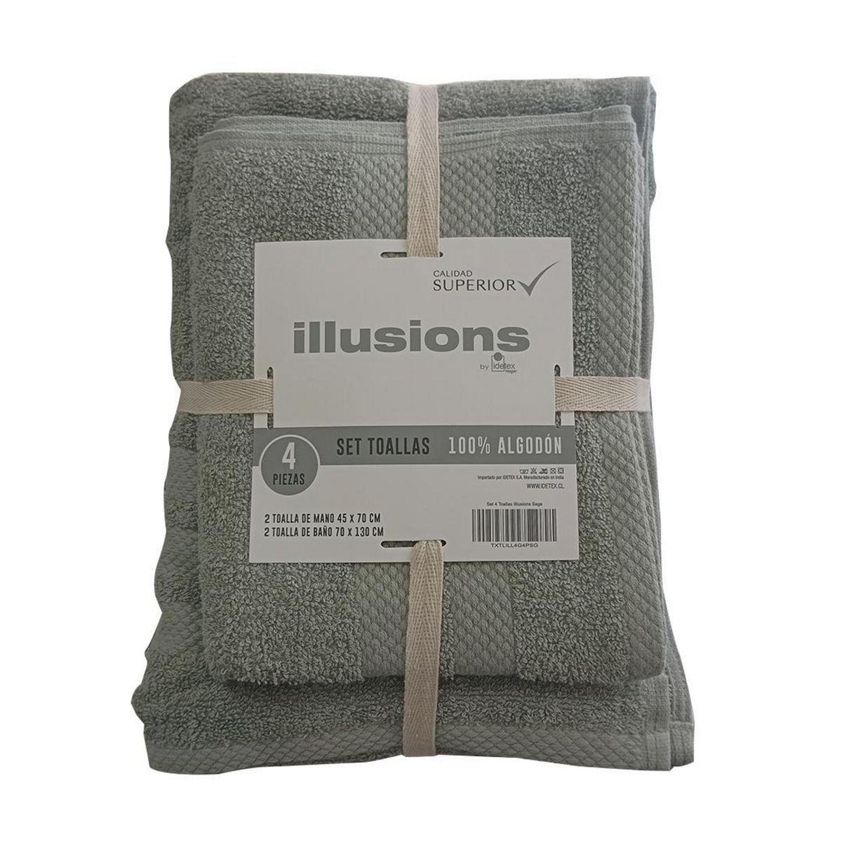 ILLUSIONS - Set de Toallas 400 gr Algodón 70x130 cm Sage