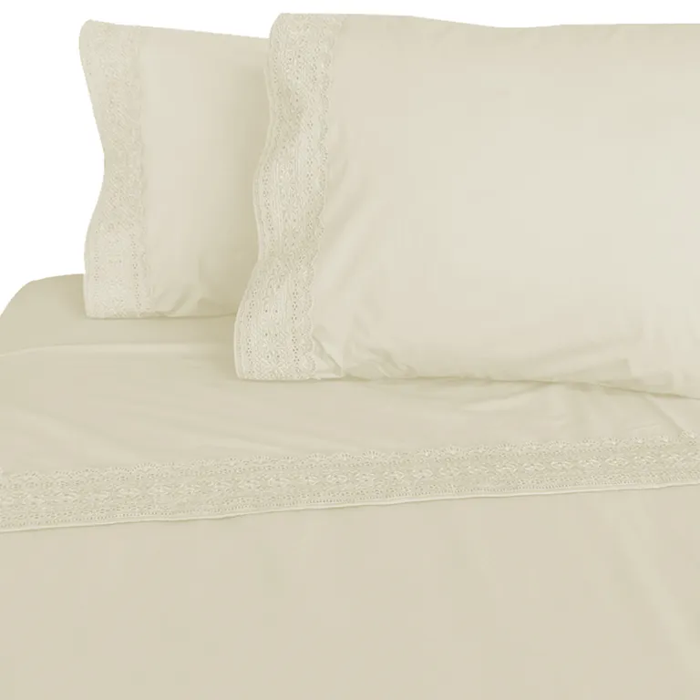 Sabana Broderie 1 plaza 180 Hilos Ivory