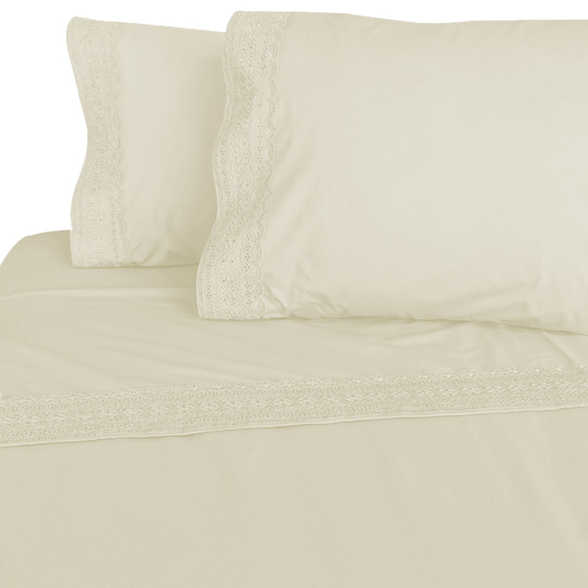 ILLUSIONS - Sabana Broderie 1.5 plazas 180 Hilos Ivory