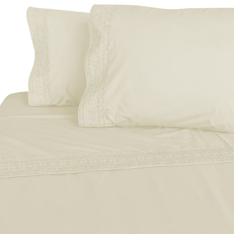 Sabana Broderie 2 plazas 180 Hilos Ivory