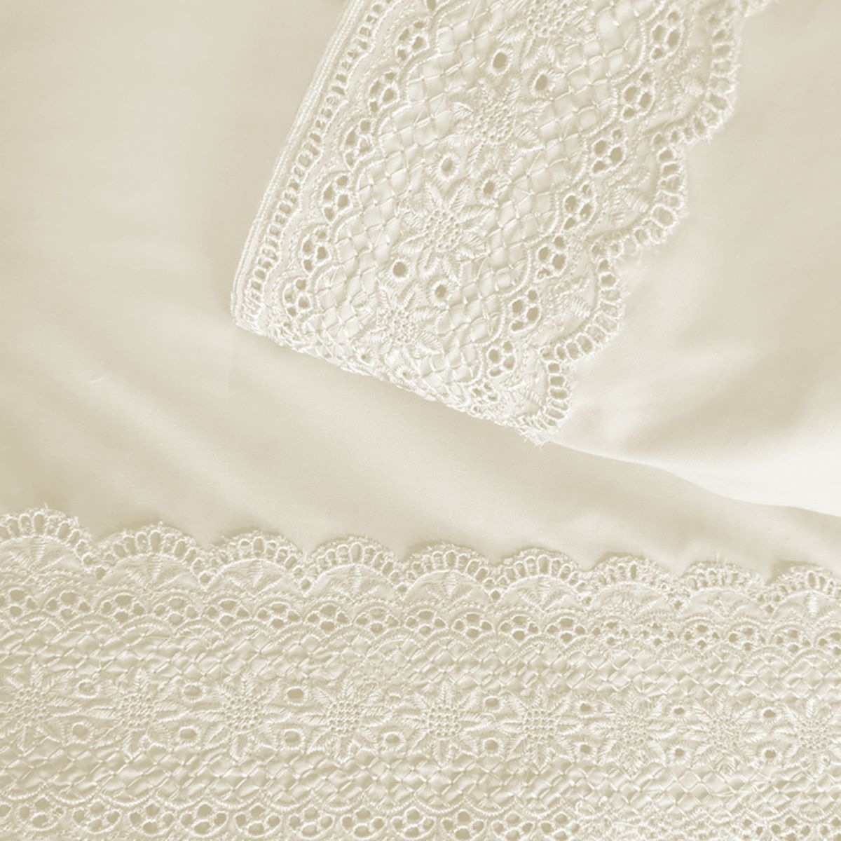 ILLUSIONS - Sabana Broderie 2 plazas 180 Hilos Ivory