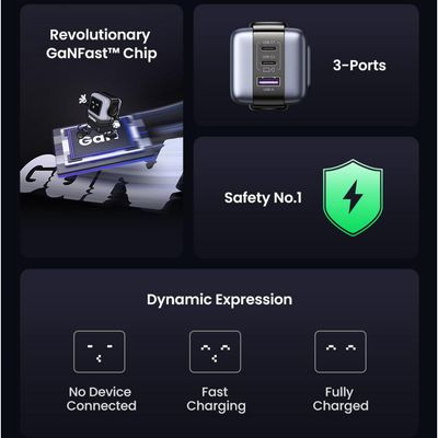 Imagen 2 del producto Cargador Robot Gan Tech 65W 1 Usb A + 2 C