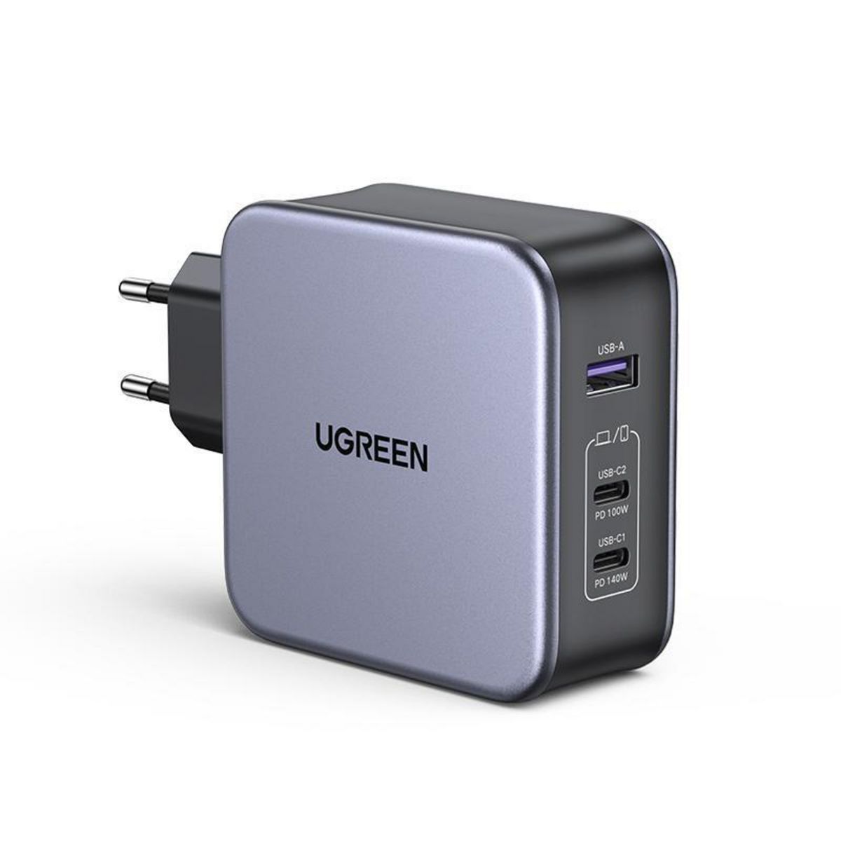 UGREEN - Cargador GAN Tech Fast 140W con 2 USB-C + USB-A + Cable USB-C/USB-C 100w Máx. Gris CD289