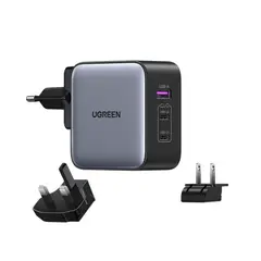 UGREEN - Cargador para Viaje GaN 65W Nexode con 2 Puertos USB-C + 1 Puerto USB-A CD296