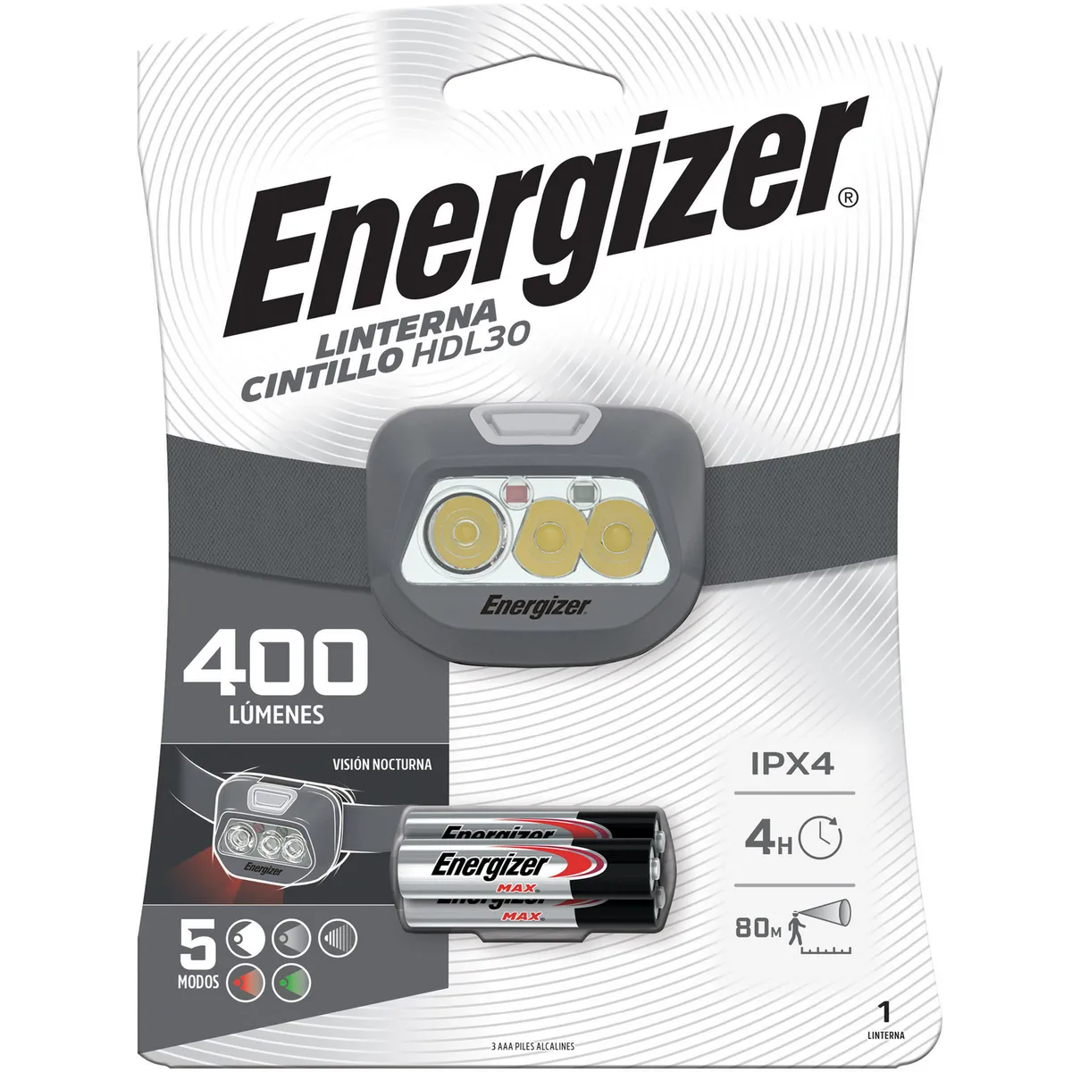 ENERGIZER - Linterna a pila Manos Libres 400 lúmenes