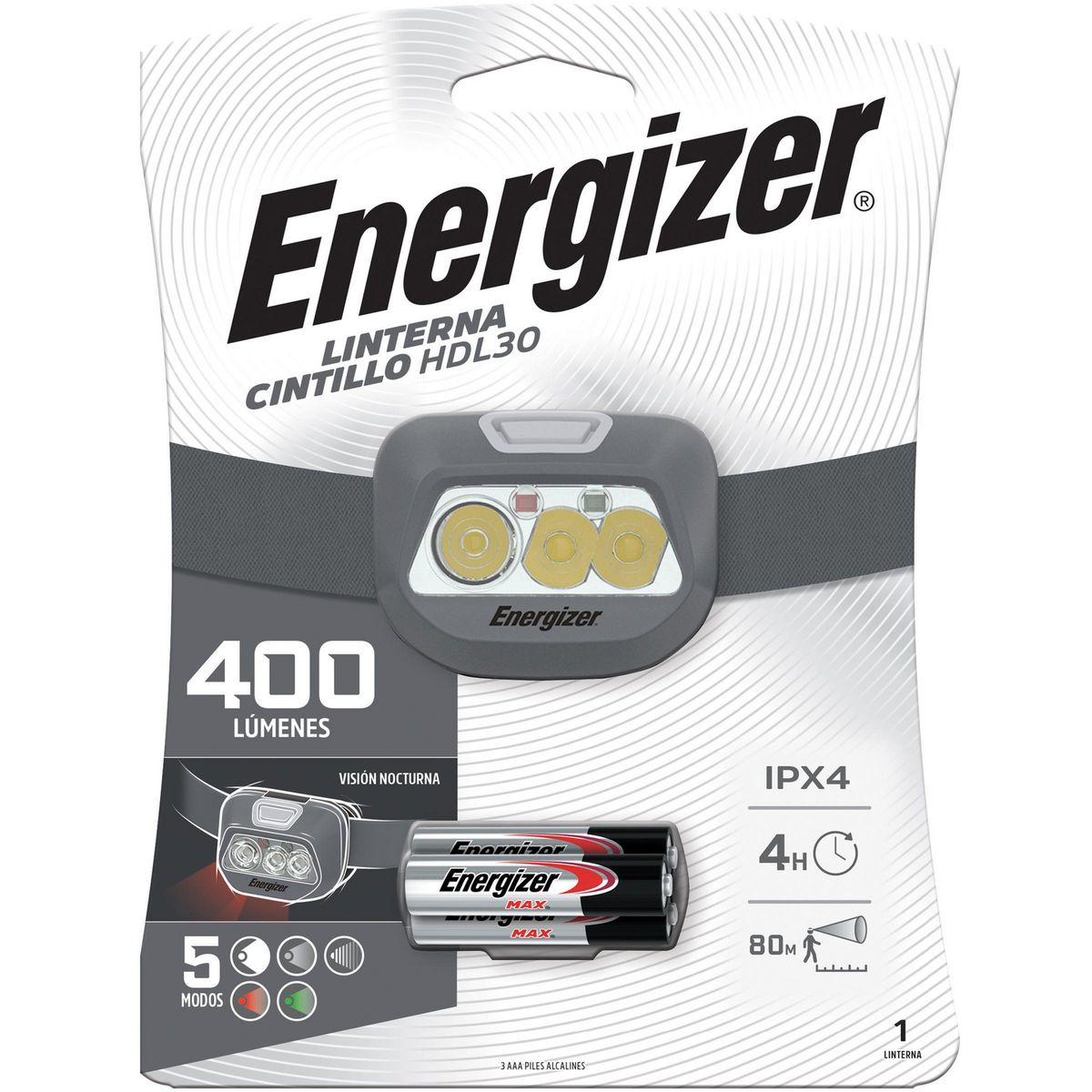 ENERGIZER - Linterna a pila Manos Libres 400 lúmenes