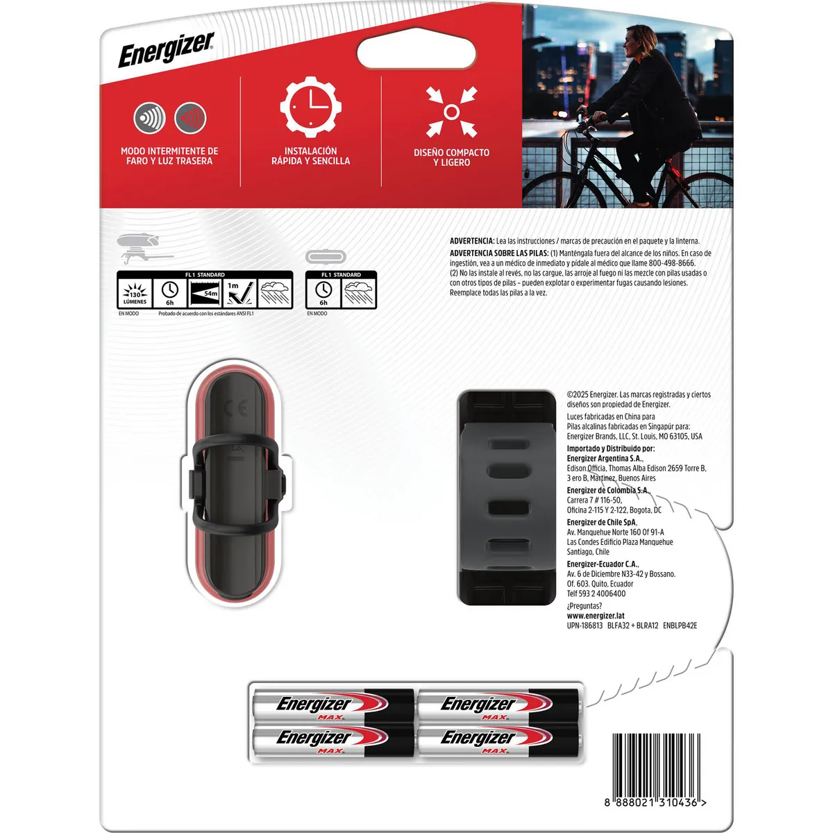 ENERGIZER - Linterna para bicicletas Energizer