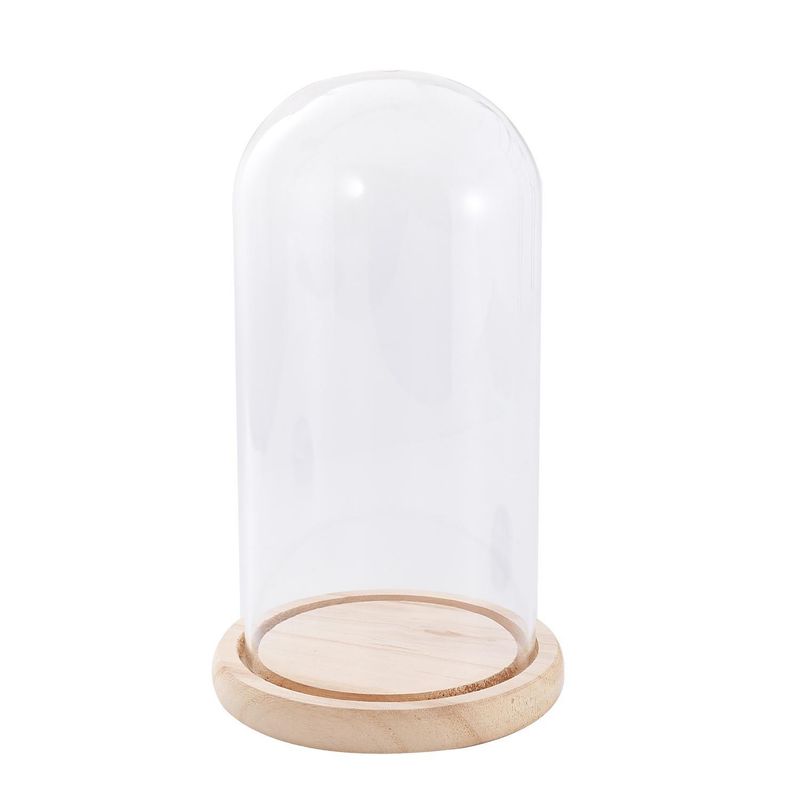 SOHOGAR - Cúpula De Vidrio Transparente Con Base De Madera 20  cm