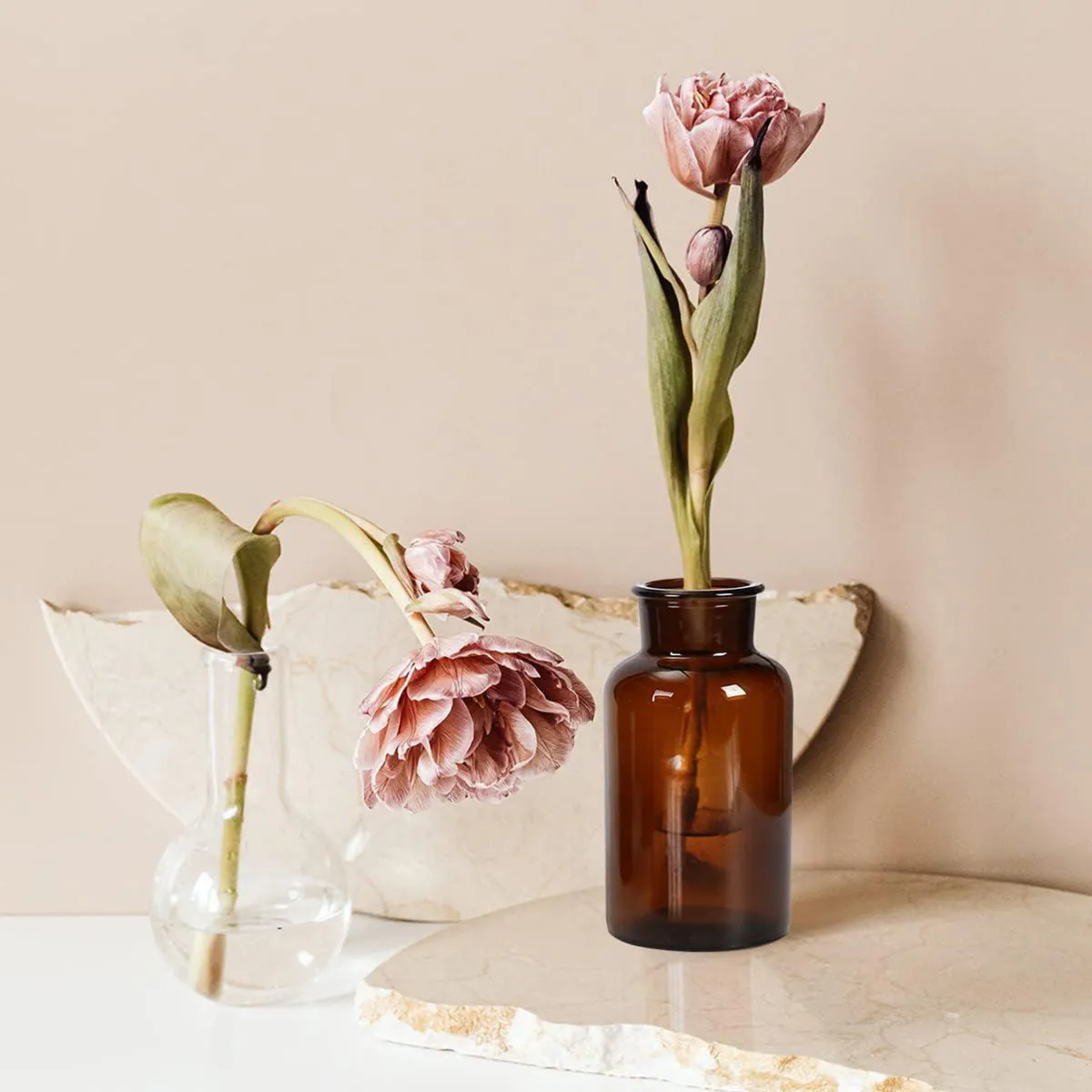 SOHOGAR - Florero De Vidrio Con Cuerda Color Ambar 20 cm