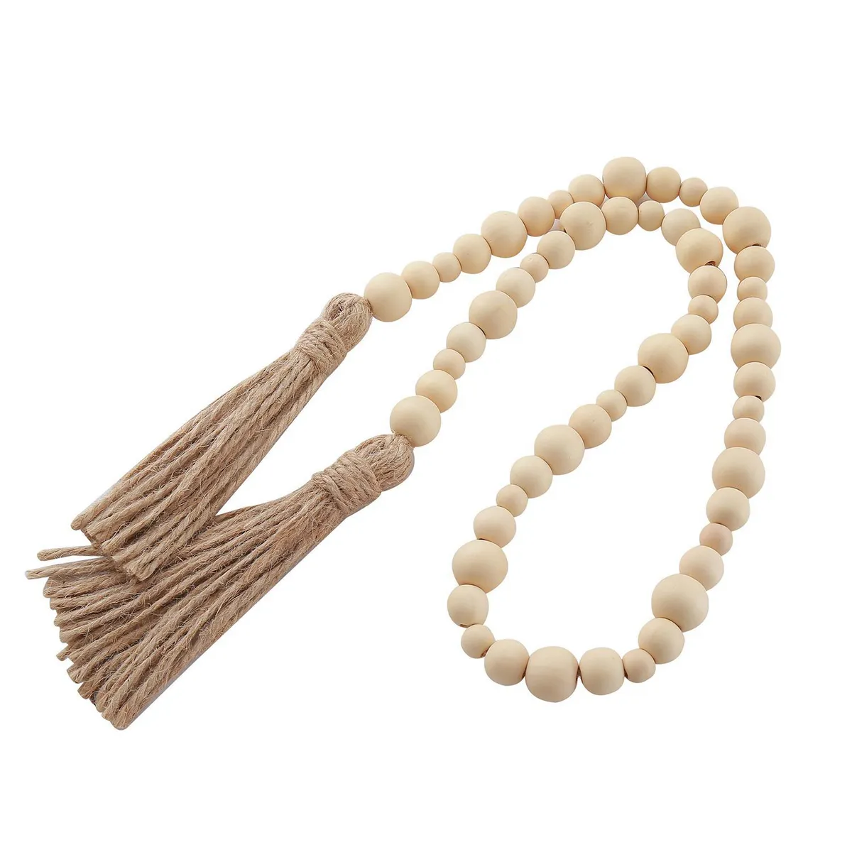 SOHOGAR - Cuentas De Madera/yute 100 cm Color Beige