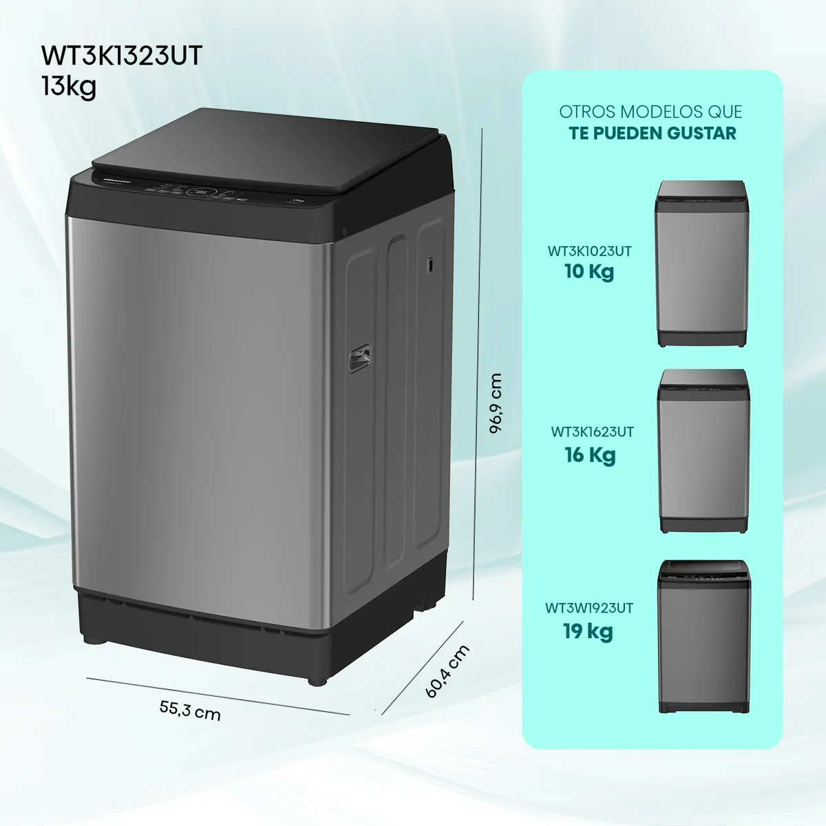 HISENSE - Lavadora Carga Superior 13 kg Titanium Gray WT3K1323UT