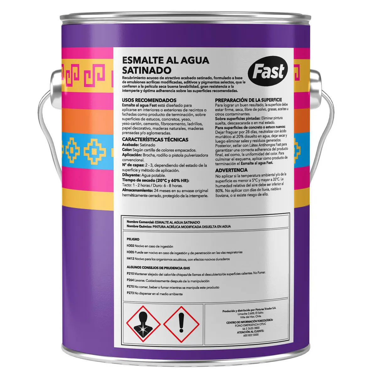 TRICOLOR - Esmalte al Agua Fast Galón 1 galón(es) Satinado Blanco 