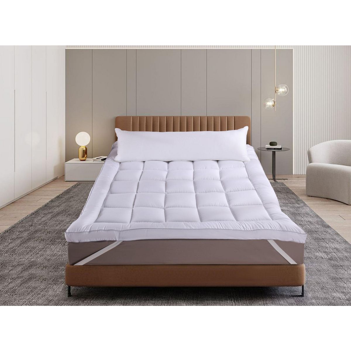 ILLUSIONS - Cubrecolchón 2 plazas Blanco