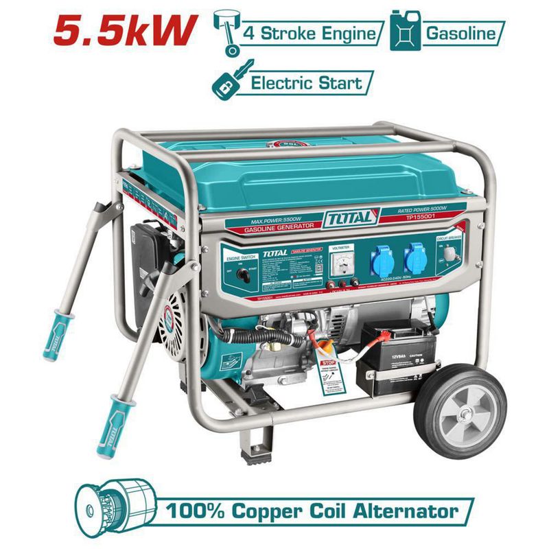 TOTAL TOOLS - Generador a Gasolina Partida Eléctrica 5.5 kW 25 kg