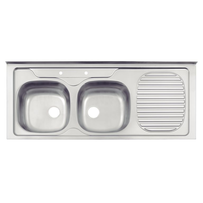 Lavaplatos Sobreponer Secador Derecho 2 Cubeta(s) 120x15x50 cm Acero inoxidable