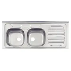 TRAMONTINA - Lavaplatos Sobreponer Secador Derecho 2 Cubeta(s) 52x19x13 cm Acero inoxidable