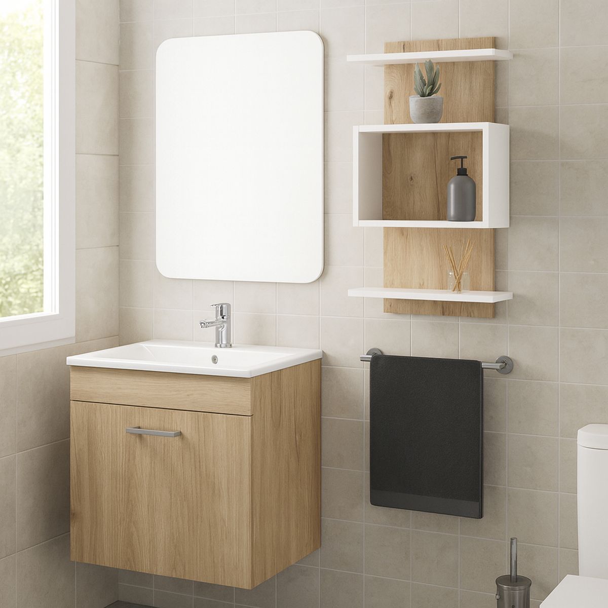 TUHOME - Mueble organizador MDP 4 Nivel(es) 51.3x79.5x17.5 cm Duna / blanco